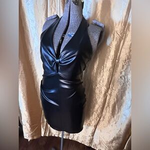 Vinyl Halter Mini Dress
